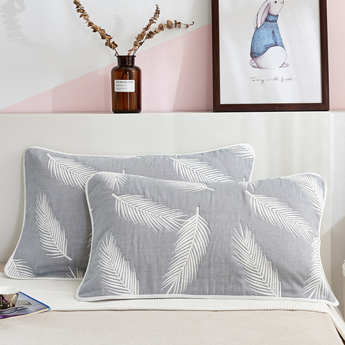 Baihua Towel】Manufacturer wholesale Taobao one-piece satin six-layer gauze pillow towel for adults, one pair