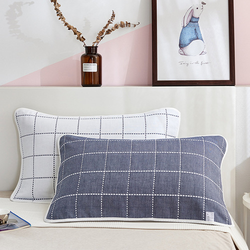 Baihua Towel】Manufacturer wholesale Taobao one-piece satin six-layer gauze pillow towel for adults, one pair