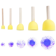 5 sets of mushroom children's round wooden handle sponge painting brushes for kindergarten early education handmade diy paint graffiti painting