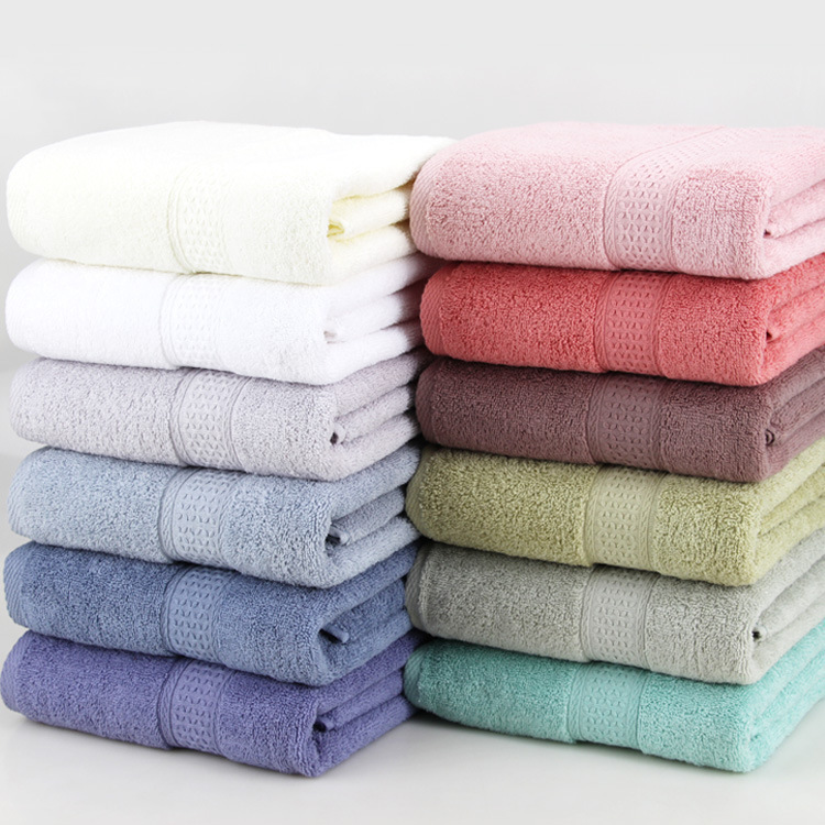 Cross-border Japanese cotton soft absorbent plain color men's and women's children's bath towel 6-piece wholesale hotel gift embroidery