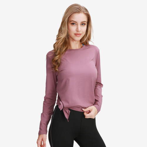 Autumn/Winter Lulu Yoga Clothes for Women, European and American Long-Sleeve Yoga Top, Quick-Drying Fitness Clothes for Winter, Side Slit