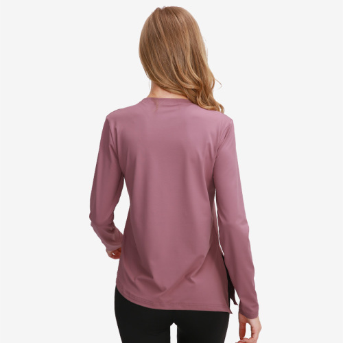 Autumn/Winter Lulu Yoga Clothes for Women, European and American Long-Sleeve Yoga Top, Quick-Drying Fitness Clothes for Winter, Side Slit