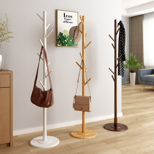 Fulin Qide European solid wood coat rack creative disc bottom bedroom living room floor hanging clothes hanger clothes hanger