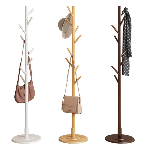 Fulin Qide European solid wood coat rack creative disc bottom bedroom living room floor hanging clothes hanger clothes hanger