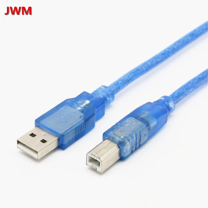 Factory direct sales of USB 2.0 printer cables, all-copper high-speed square-port USB printer data cables, transparent blue USB cables.