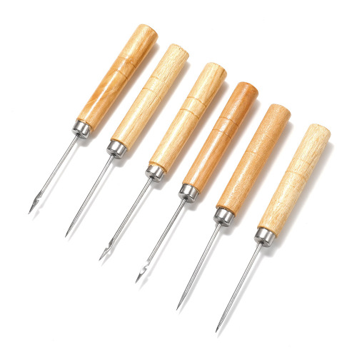 Awl with wooden handle, solid wood awl positioning drill, hook drill bit hand tool, diy jewelry tool
