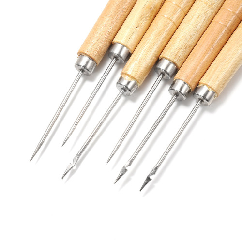 Awl with wooden handle, solid wood awl positioning drill, hook drill bit hand tool, diy jewelry tool