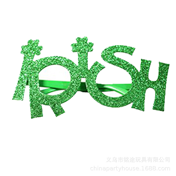 Decoraciones del Día de San Patricio trébol sombrero irlandés Festival gafas etiqueta insignia pulsera cadena traje