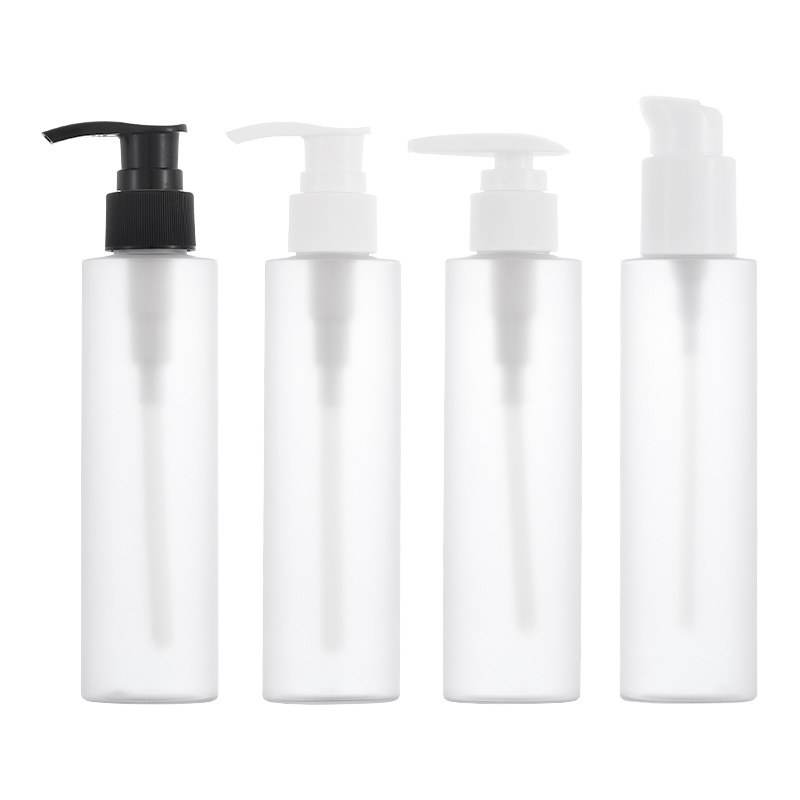 Fabricante en stock 150ml de hombro plano presionando botella de loción de plástico para mascotas botella de cuidado de la piel botella de aceite esencial Xumin material de embalaje