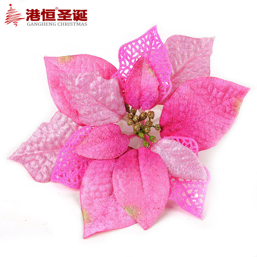 20cm de múltiples capas de simulación de Navidad flor hueco tela pegajosa de oro rosa flor falsa decoración de Navidad de ratán Flor de Navidad