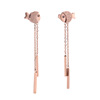 Trend fashionable long earrings stainless steel with tassels, Korean style, internet celebrity