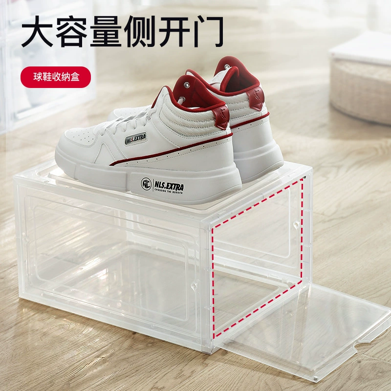Acrylic Shoe Storage Box, Stackable Front-Opening Organizer, 34×25×18 cm (clear)