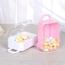 西式喜糖盒新款创意拉杆箱形水晶泥盒子塑料透明可爱糖果包装盒