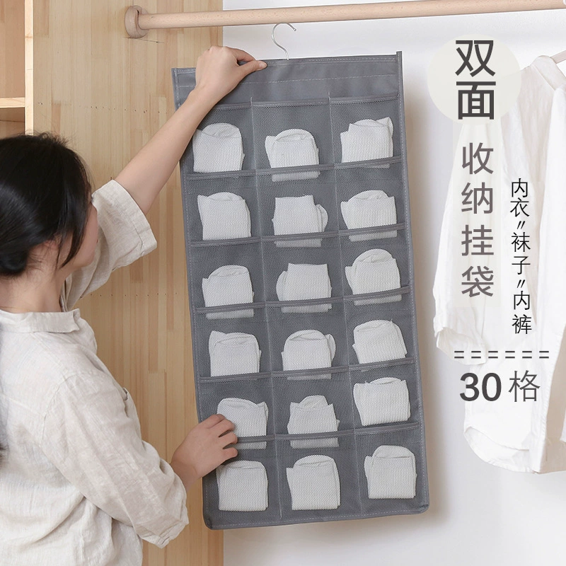 Двусторонняя подвесная сумка для хранения и отделки Сумка с 15 отделениями и 30 отделений Настенное двустороннее нижнее белье с 30 отделениями Подвесная сумка для хранения носков Подвесная сумка Хранение в гардеробе
