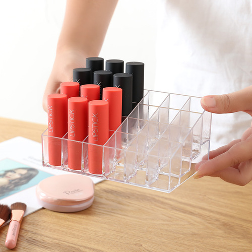 Transparent multi-grid lipstick storage box 24-grid lipstick display rack organizer box women's desktop lipstick rack