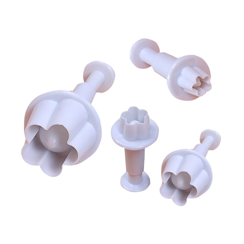 4PCs Plum Blossom Embossing Die Spring Press Die Fold Cake Mold DIY Cake Baking Tool