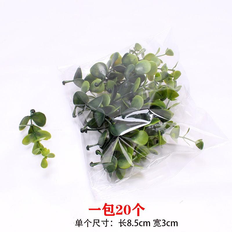 Ramo artificial con hierba cola de dragón hierba caja de regalo con adorno hoja de eucalipto dinero hoja flor tienda paquete material al por mayor