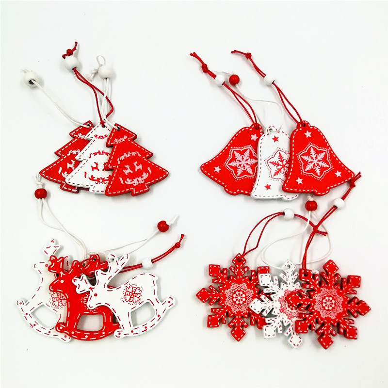 新しいクリスマスの装飾用品の木のペンダント4格の箱の中のヘラジカの鈴の雪の花の木のペンダントの木のペンダント|undefined