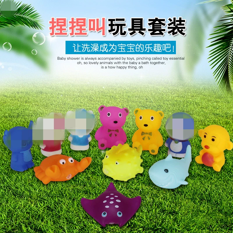 Детские игрушки для воды, детский звуковой зажим, виниловый мультяшный милый маленький зверек, игрушка для ванной комнаты, детская игрушка для ванны