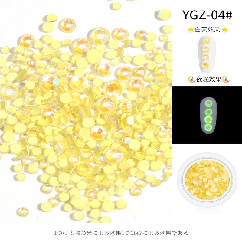 Popular online popular arte de uñas luminoso diamante fluorescente diamante Super Flash mezclado multi-Corte plana diamante joyería fábrica directa