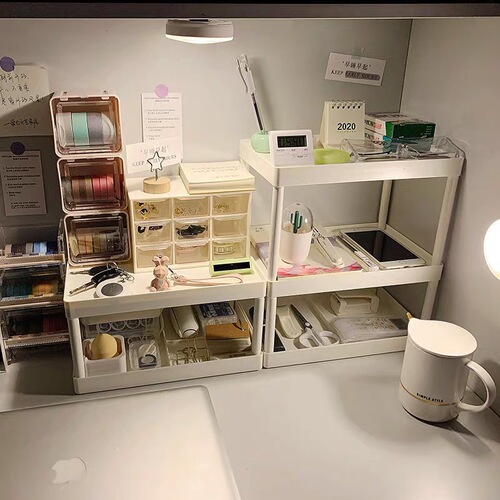 Pure white multi-layer desktop storage rack kitchen plastic organizer bathroom countertop cosmetics storage rack storage rack