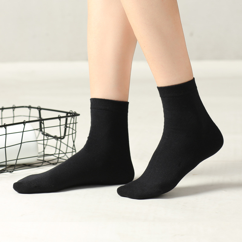 Women's Cotton Socks, Autumn and Winter Thick Mid-Calf Socks, Korean Style Black and White Solid Color Women's Long Socks, Spring and Autumn Ins Style Women's Cotton Socks, Autumn and Winter Thick Mid-Calf Socks, Korean Style Black and White Solid Color Women's Long Socks, Spring and Autumn Ins Style