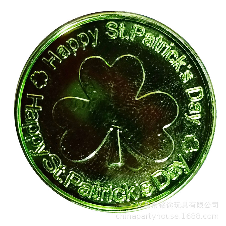 Día de San Patricio irlandés decoración trébol moneda color sólido día irlandés juguete moneda