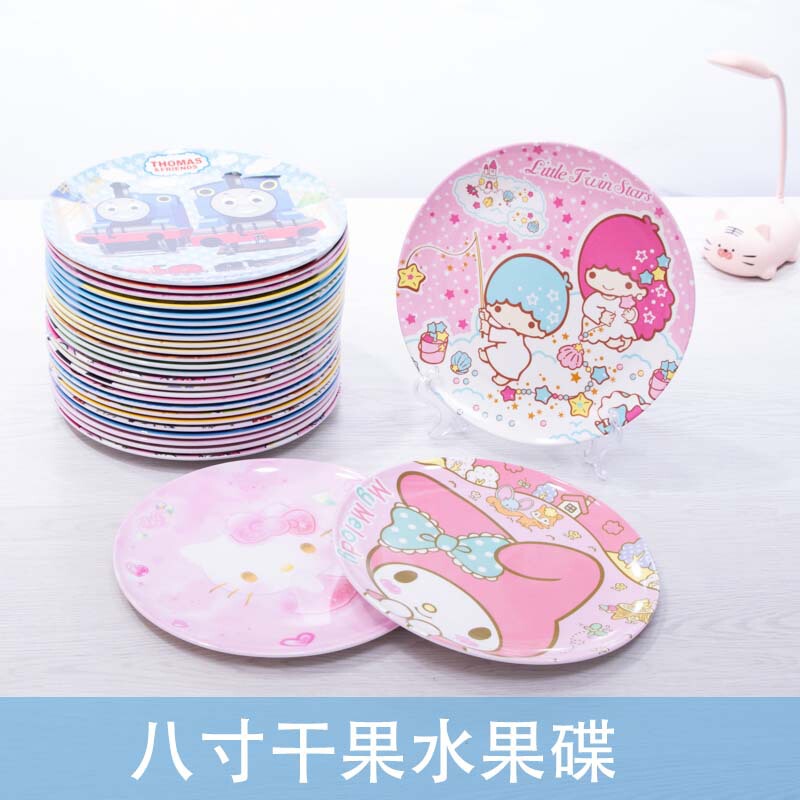 Imitation porcelain melamine A5 melamine tableware round shallow plate fruit platter snack plate 8-inch round plate factory wholesale