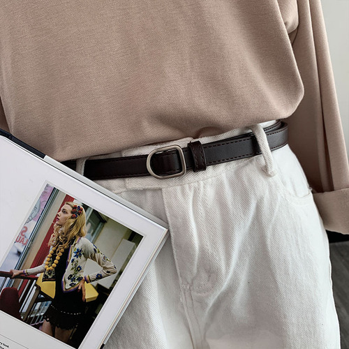 Wholesale retro belt for men and women, versatile non-hole belt adjustment, jeans ins style black belt