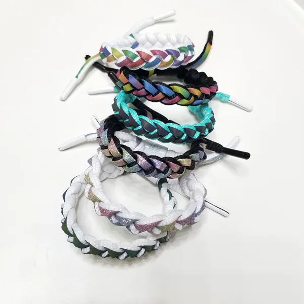 Little Lion Bracelet Holographic Reflective Heart Woven Bracelet Shoelace Wristband Couple Professional Custom Student Gift Red String