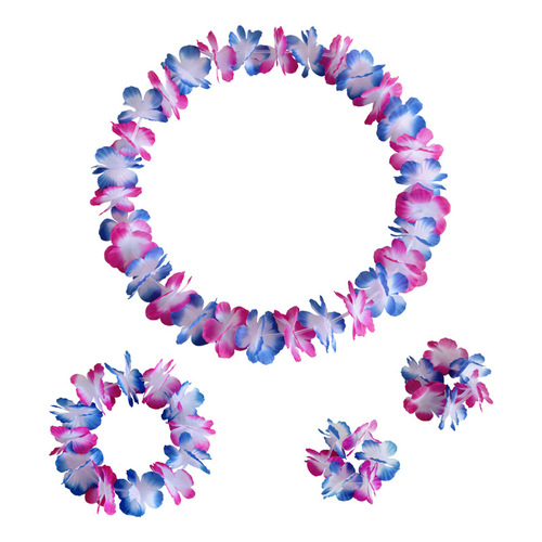 Kai Feng Party Hawaiian two-color garland 4-piece set stage performance decoration props grass skirt accessories new