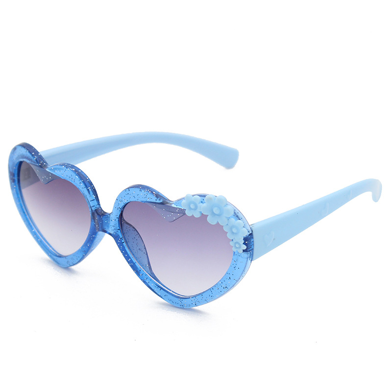 Nuevo color transparente gafas de sol para niños melocotón corazón gafas de sol para niños flor tendencia de la moda gafas de sol para niños 61021