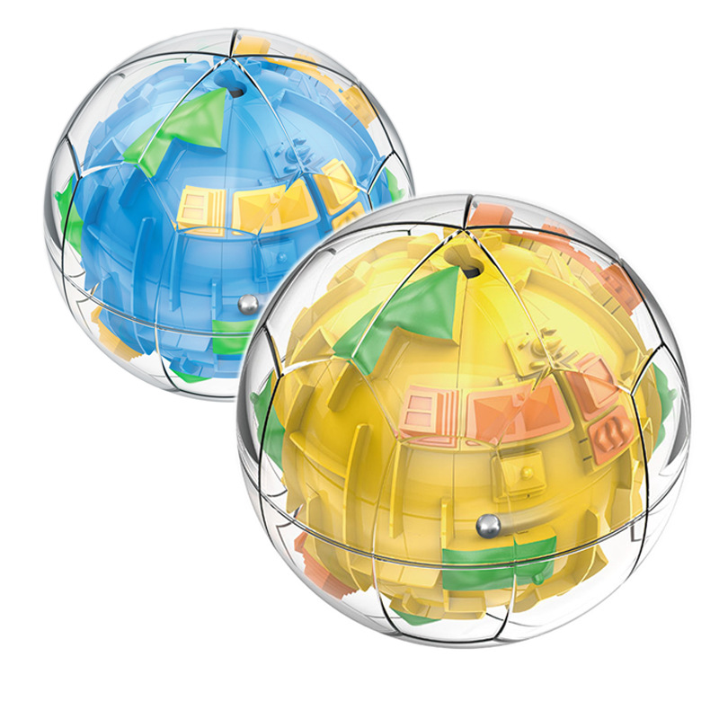 10. 5cm de inteligencia para niños Bola de equilibrio Bola de laberinto juguete de descompresión viaje alrededor del mundo laberinto de tierra transparente