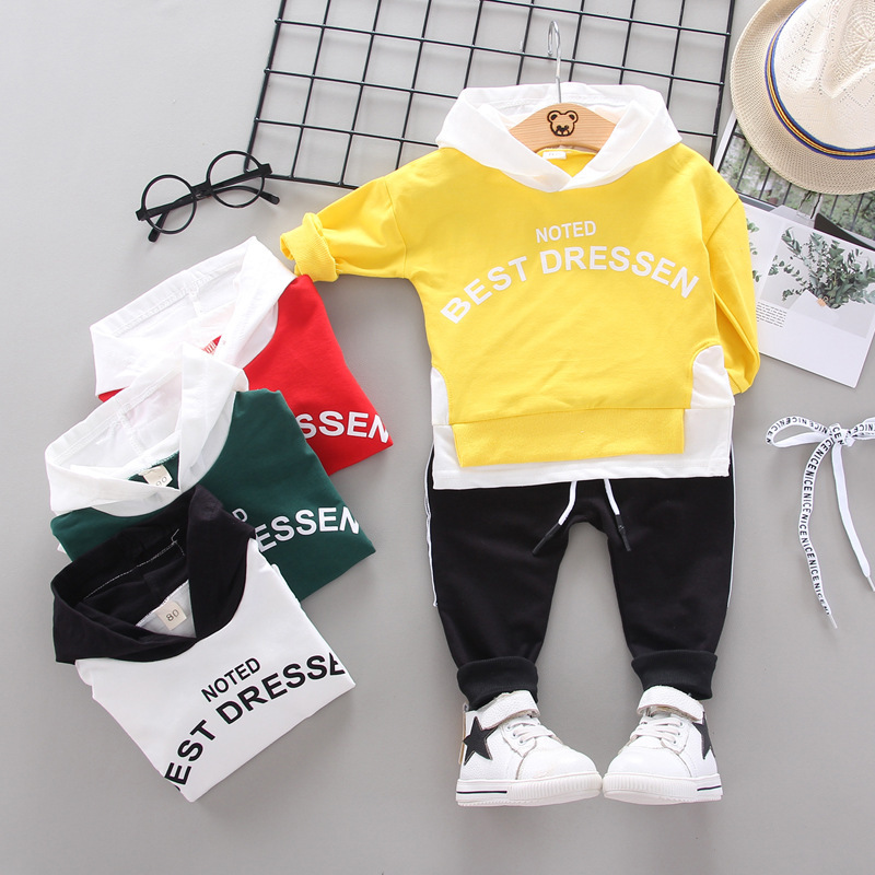 Foreign Trade Spring and Autum 1 Long-Sleeved Kidsren's Suit 5 Baby Long-Sleeved Pullover Hooded Sweatshirt Casual Sports Two-Piece Set