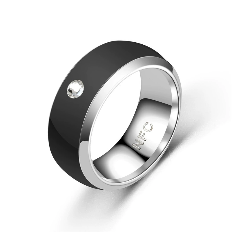 NFC умные кольца, нержавеющая сталь, температурный сенсор, 8 мм, размеры 6–13, чёрный или белый