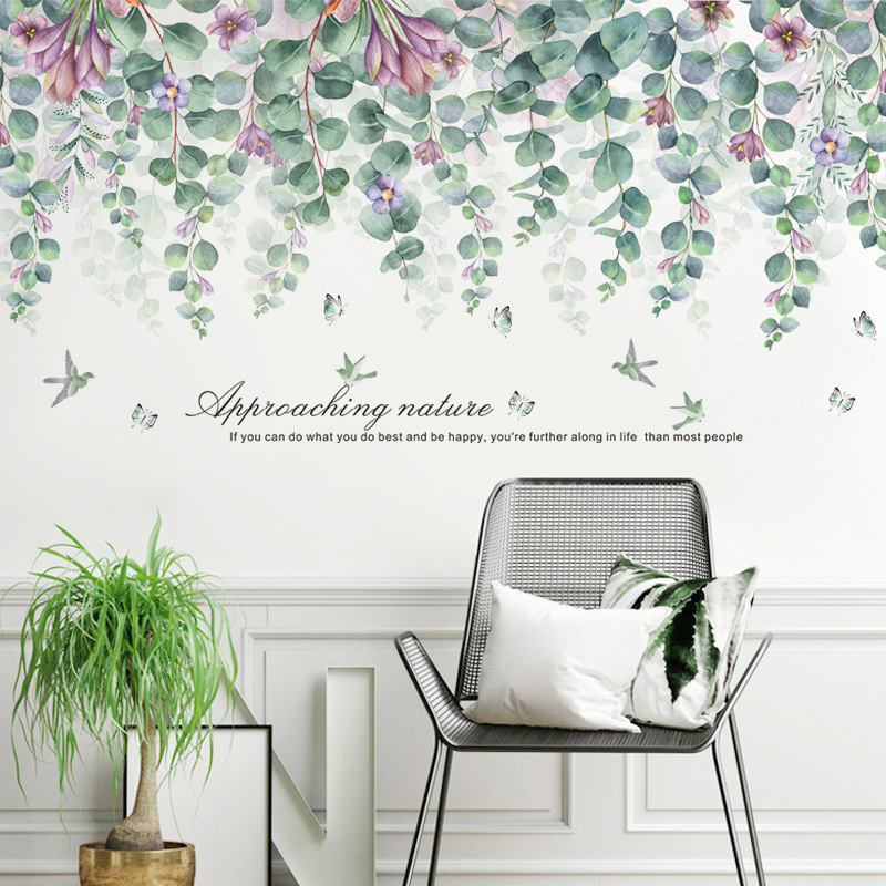 Tropical background wall stickers wall decorations bedroom room layout embellishment self-adhesive painting warm flower bones