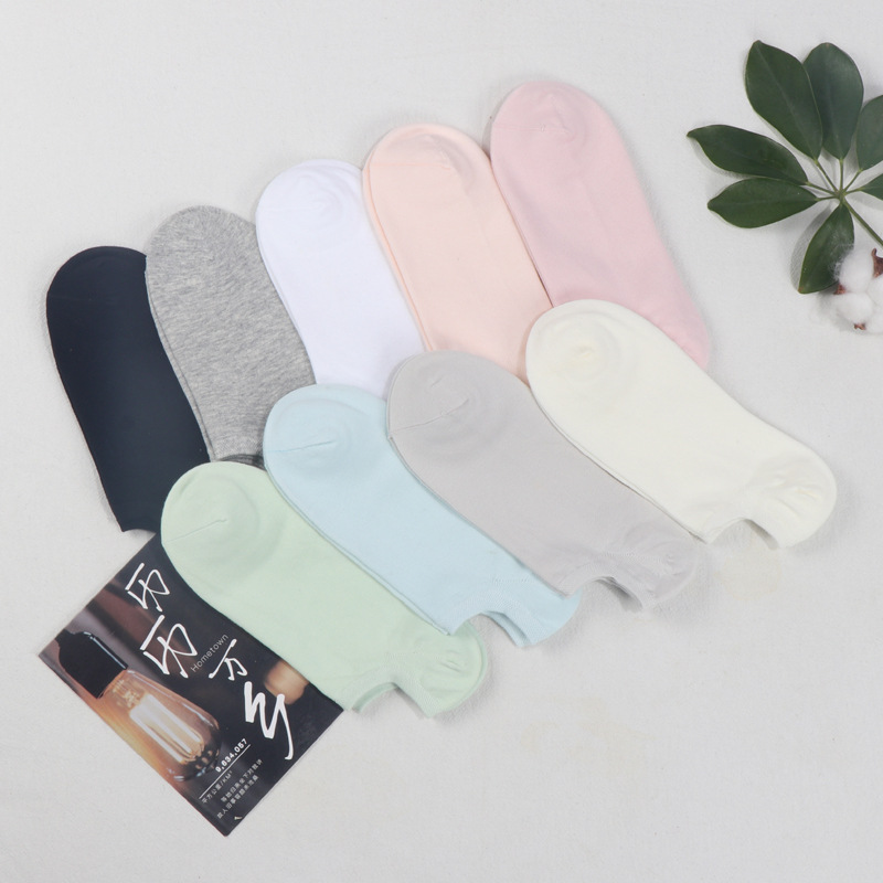 Women's Socks Spring and Summer New Style Solid Color Cotton Women's Socks Low-Cut Invisible Boat Socks Candy-Colored Short Socks Wholesale