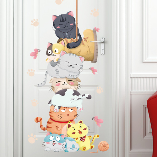 Wall stickers cat size high stickers children's room baby decoration bedroom cartoon stickers self-adhesive kindergarten classroom layout