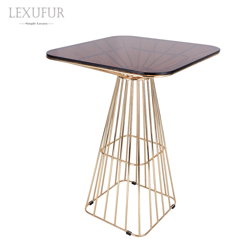 Nordic Simple Dining Table Balcony Leisure Reception Square Table Milk Tea Shop Cafe Apartment Hotel Iron High Table