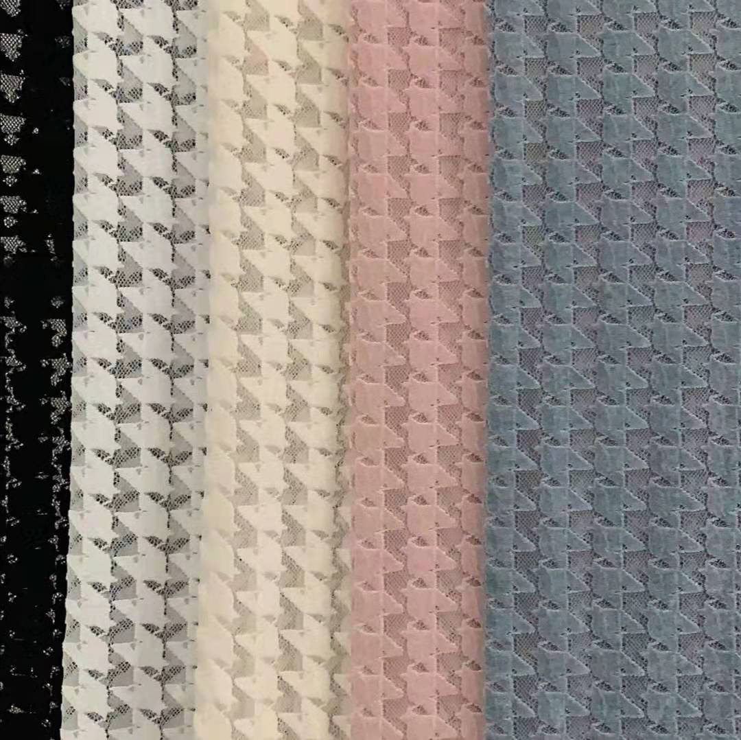 秋冬款无弹好品质略厚千鸟格雪尼尔蕾丝 上衣 裙装面料 颜色现货