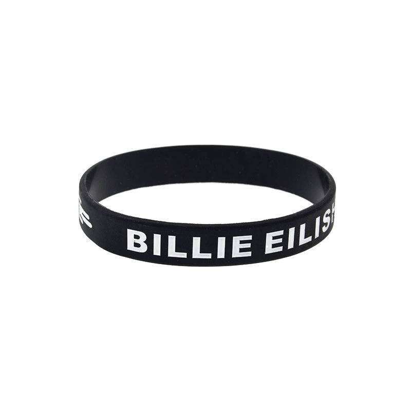 Силиконовый браслет (Billie Eilish) фан-браслет, 202×12×2 мм, черный или белый