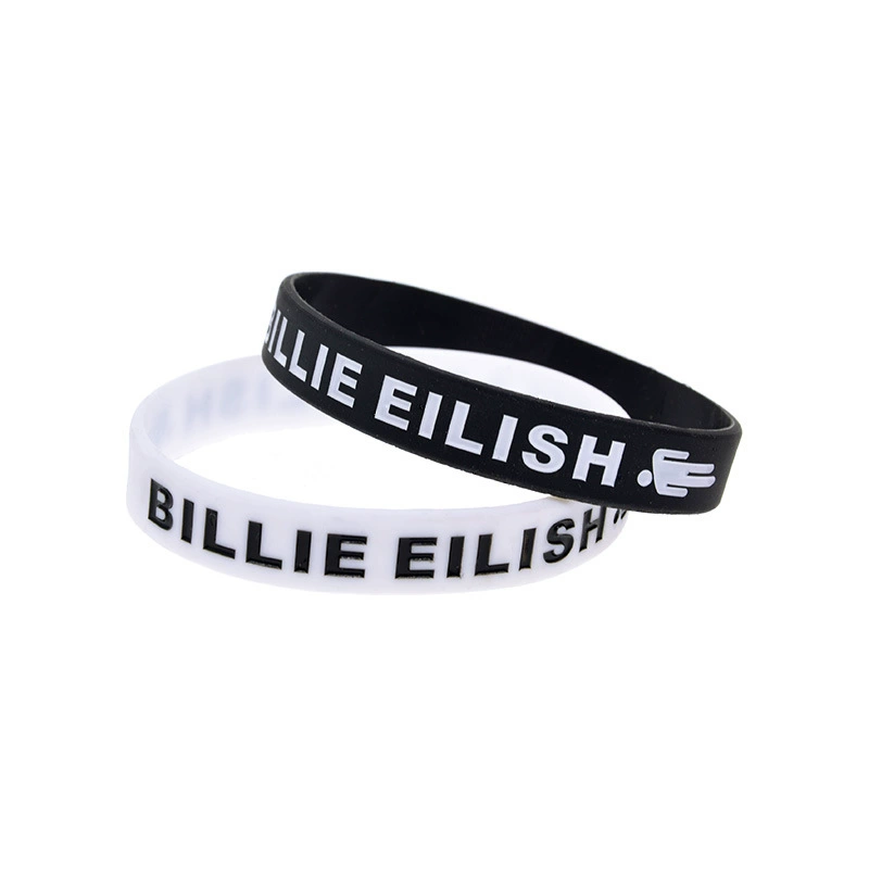 Силиконовый браслет (Billie Eilish) фан-браслет, 202×12×2 мм, черный или белый