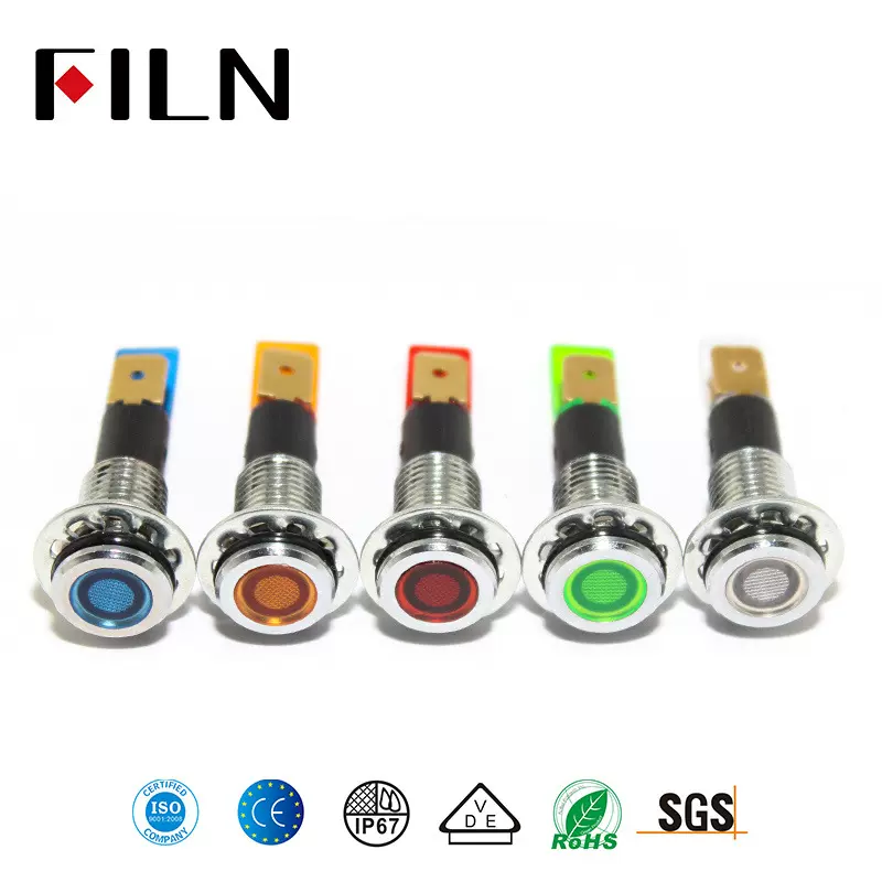 裕林电子10mm金属插脚平头指示灯厂家批发质优价廉12V双色
