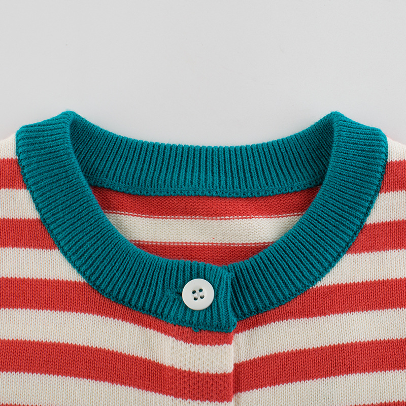 2024 autumn new children's clothing coat wholesale girls sweater baby clothes striped sweater a generation of hair