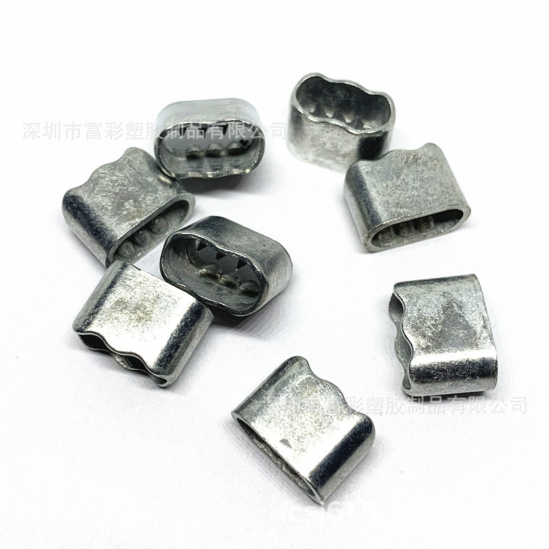 工厂直销 双排八刺合金倒刺扣 一次性手腕带扣 扁型金属腕带扣