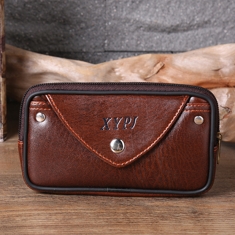 Wearing belt horizontal elephant pattern single buckle waist bag outdoor business portable men's zipper mobile phone hanging bag wholesale