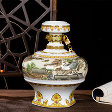 景德镇陶瓷酒瓶1/2/3/5/10斤清明上明图酒坛散装酒壶酒具包装白瓷