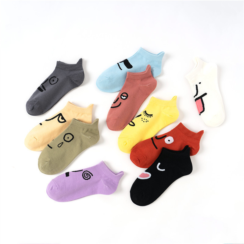 Ghost Face Socks Cute Cartoon Expression Socks Spring and Summer Men's and Women's Socks Trendy Shallow Mouth Socks Korean Version Invisible Socks Manufacturer Wholesale