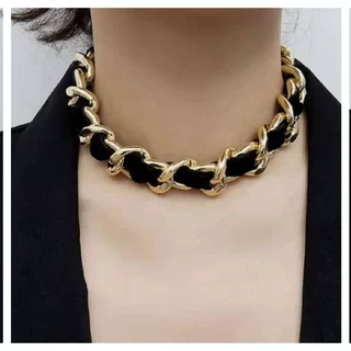 欧美跨境饰品 复古简约个性链条绒布朋克项链女necklace  13520