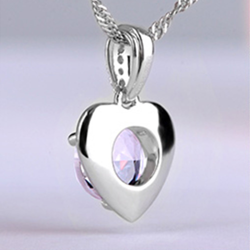 Weihua cross-border Internet celebrity heart-shaped crystal silver-plated jewelry amethyst women's necklace Korean version gift purple spirit pendant wholesale